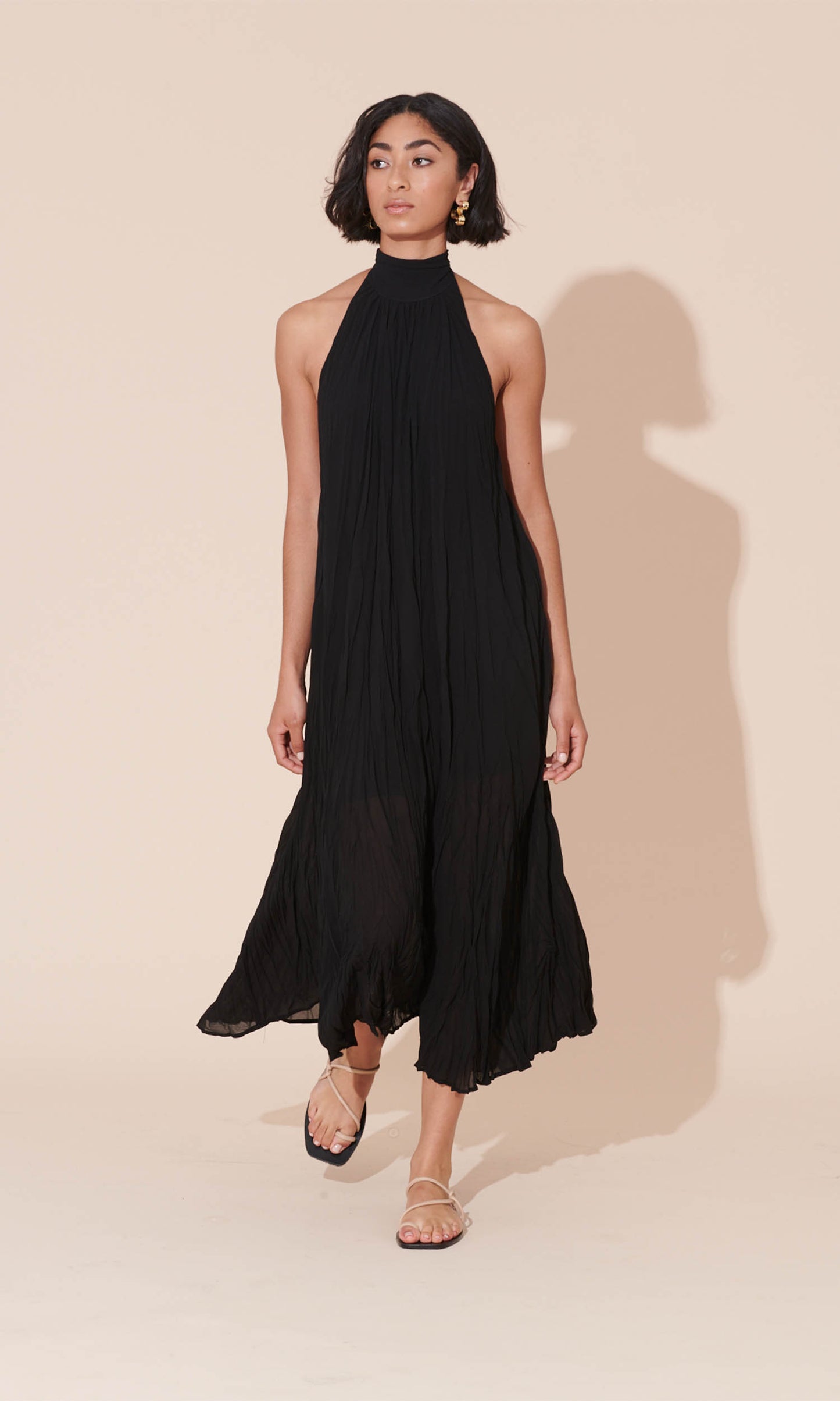 Cascade Crush Gown in Black